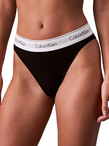 Calvin Klein Braguita Tipo Bikini Mujer High Leg con Logotipo en la Cintura, Negro (Black), L