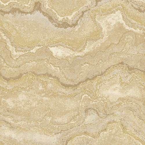 Värld av tapeter Mila marmorstruktur tungvikt vinyltapet för moderna eleganta sovrum med väggar vardagsrum i beige/guld (WOW165)