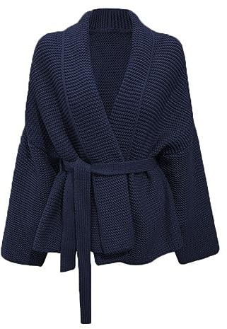LZPCarra Cardigan pour femme court, manteau tricoté surdimensionné pour femme en grosse maille pull en tricot long vêtement d'extérieur avec ceinture poches manteau en tricot surdimensionné pull pour