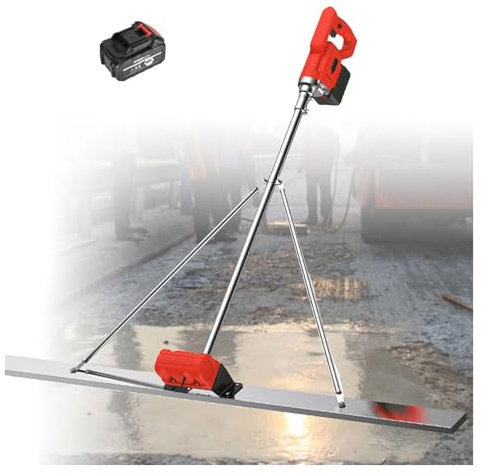 BOOZXCV Kit Vibrant de Chape en béton, Moteur Vibrant de Finition de Ciment de Chape sans Fil électrique, Outil de Finition de béton de Surface de béton 6000 TR/Min avec grattoir (1.5m)