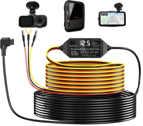 Fast kabeldragning för bilkameror, 3-ledare, laddningskabel, bilinstrumentkameror med display, typ C, skyddskrets, fordonssäkerhet, kontinuerligt parkeringsläge, med automatiska modejusteringar och en