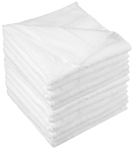12 Pezzi Panni per la Pulizia in Microfibra Bianchi, Panni Microfibra per la Pulizia 30 x 30 cm, Asciugamani Pulizia Casa Altamente Assorbenti Riutilizzabili e Privi di Pelucchi per Auto, Moto, Casa