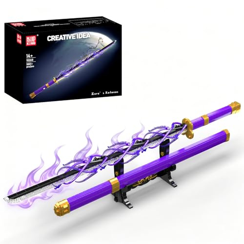 Mould King 10260 LED Anime-Style Sword Building Blocks Set for Adults, Light-Up Cosplay Pirate Samurai Sword with Scabbard and Display Stand