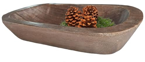AwnsIMfreien Cuenco de Madera para Masa, Cuencos de Madera Decorativos, Cuenco de Masa de Vintage de 9, 8x5, 9x2 Pulgadas para Granja, Restaurante, cafetería, decoración de Centro de Mesa de Velas