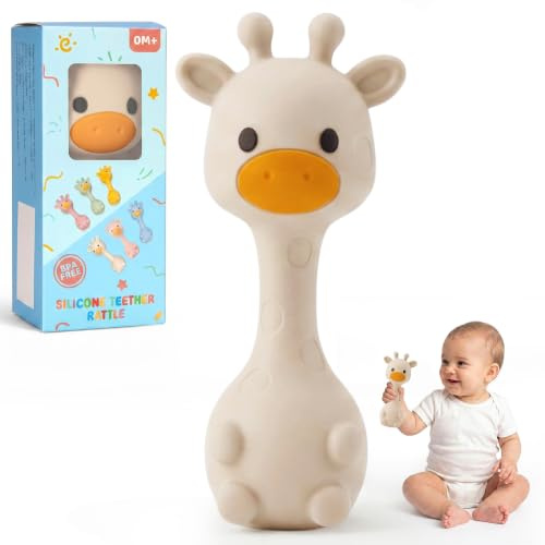 Joyvity Teething Toys for Baby, Silicone Teether for Toddler Infant, Baby's Chew Toys, Baby Rattle Toys, BPA-Free, Boy Girl Shower Gifts Teething Relief, Sensory Toys for Baby 3 6 12 18 Months