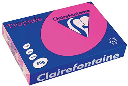Clairefontaine 2973C - Ries Druckerpapier / Kopierpapier Trophee, intensive Farben, DIN A4, 80g, 500 Blatt, Neon Rosa, 1 Ries