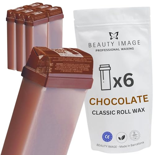 Cera Roll On Depilatoria Beauty Image de Chocolate - Eliminación Efectiva del Vello para Mujer y Hombre - Pack de 6 Cartuchos- 110ml