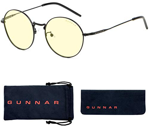 Gunnar occhiali videogiochi e computer | Modello: Ellipse, Colore del Cornice: Onyx, Tinta de Lenti: Ambra (Blocca 65% luce blu e 100% UV luce) | luce blu bloccanti | lente brevettata