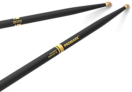 ProMark Forward Rebound 5B ActiveGrip Drumsticks, R5BAG, Tacky Active Grip Finish, Black Drum Sticks, Acorn Tip, Hickory Wood - 1 Pair