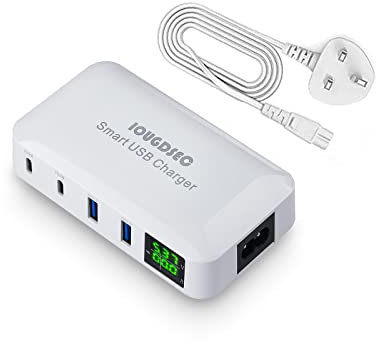 Estación de Carga Base de Carga Multifunción de 4 Puertos, Cargador Súper Rápidocon PD20W QC3.0 Cargador Múltiples para Samrtphone Samsungs Huawei y Tableta
