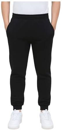 KHIM Joggingbyxa träningsoverall underdel byxa barn unisex flickor pojkar träningskläder, Svart, 9-10 Years