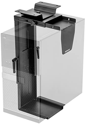 Duronic DMHD1 PC Halterung | Untertischhalterung 360° drehbar | Gehäuse Halter für ITX, Midi, Big Tower bis 36,5 cm | Verstellbare Computerhalterung für höhenverstellbare Schreibtische | PCs bis 10 kg