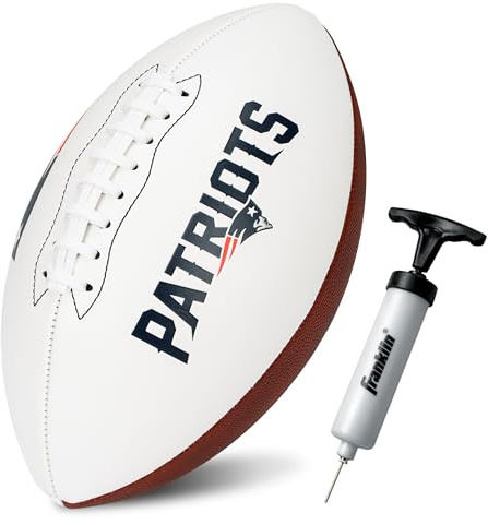 Franklin Sports NFL New England Patriots Autograph Football - Official Size White Panel Souvenir Football for Autographs + Signatures - NFL Team Fan Shop Memorabilia Ball for Display