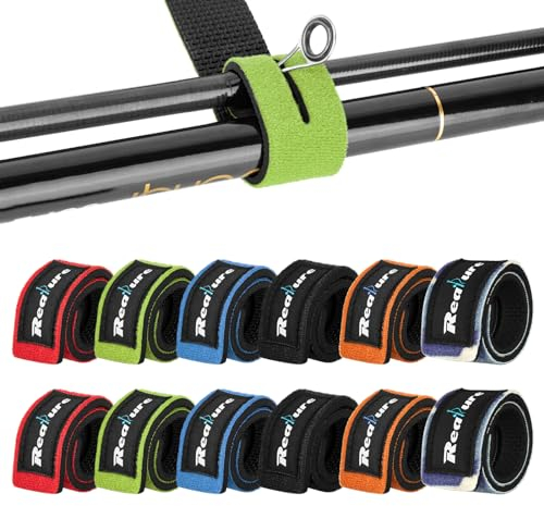 Realure 12Pcs Sangles pour Cannes à Pêche, Sangles Ajustables pour Fixer les Cannes à Pêche, Attaches pour Câbles, Accessoire pour Cannes à Pêche, Sangle de Sécurité Réutilisables pour Cannes à Pêche