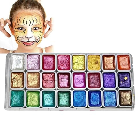 Set di acquerelli perlescenti – Set acquerello perlescente, pallet, scatola per pallet ad acquerello, set di colori ad acquerello, 24 colori, per studenti professionisti