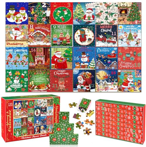 Dislocati Adventskalender 2024 Kinder, Puzzle ab 2 3 4 Jahre Weihnachts Geschenke für Kinder Spielzeug ab 2-4 Jahre Jungen Mädchen Adventskalender Jigsaw Puzzle Kinder