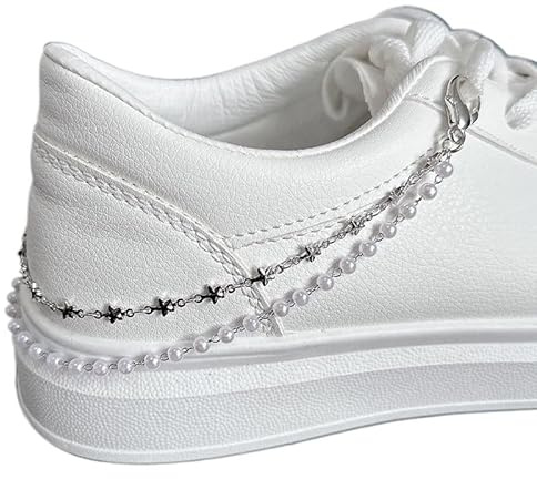 OneTreeTime Bonitos dijes de cadena para zapatos, accesorios de zapatillas, accesorios de decoración para botas, joyería para mujeres y niñas (1 par), Línea de estrellas, Talla única