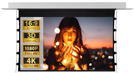 XOBRJQZ Motorized Projector Screen with Remote, 16:9 4K 1080 HD Electric Projector Screen, Movie Screen for Family, Home, Office and Theater(120 inch)