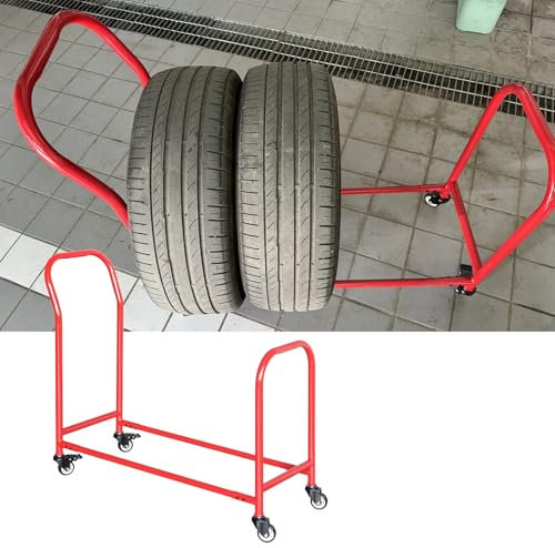 Supports Pneus Chariot à Roulettes pour Pneus, Support de Stockage de Pneus de Garage Robuste/ Remorque de Transport, Support D'étagère pour Organisateur de Pneus en Métal, Supports pour Jantes Multip