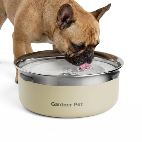 Gardner Pet långsam vattenskål för hundar – inget spill, anti-stänk flytande tallriksdesign, saktar ner drickandet för att minska röran, håller vattnet rent och golven torra, 2 L | Anti-spill, anti-droppskål med flyt, BPA-fri, stor kapacitet för stora hundar