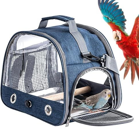 Carrier de voyage des oiseaux - Cage de voyage, caisse debout | Cage de compagnie portable légère avec perchoir et plateau de déchets pour les perruches, les conures, les perroquets de gentoo, les per