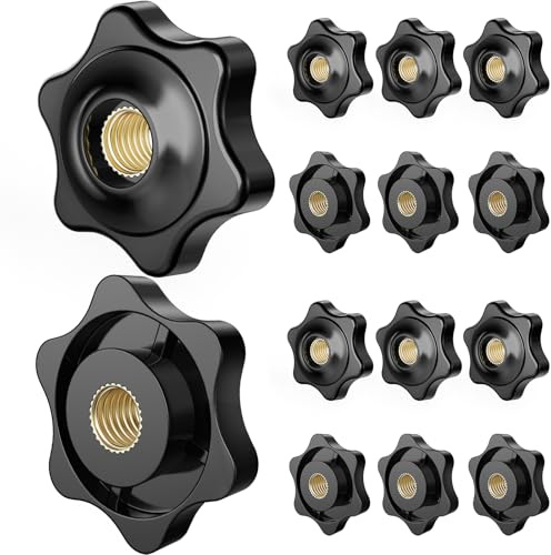 ANVINKU 14 Stück Sterngriffmutter M6, Rändelmutter Äußerer Durchmesser 32mm, Schwarz Sterngriffmutter Innengewinde, Kunststoff Griffmuttern, Flügelmutter M6 für Möbel, Fitnessgeräte & DIY