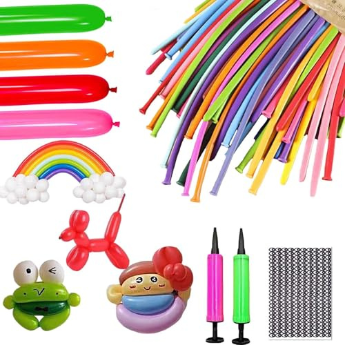 150 globos de modelado con bomba, globos largos, globos de animales, globos de bricolaje, para fiestas, bodas, cumpleaños para eventos, decoración
