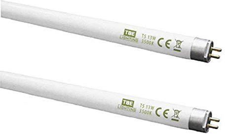 TBE LIGHTING T5 13w Fluorescent Tube Lamps 517mm - CFL Bulbs - G5 2-Pin Base Fittings - T5 High Efficiency Lamps, Soft White 3500K (2-Pack)