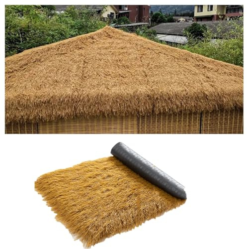 Techo de paja de imitación densamente grueso, paja artificial impermeable y aislante del calor para cabañas de troncos, cenadores, toldos de sombra, techos al aire libre
