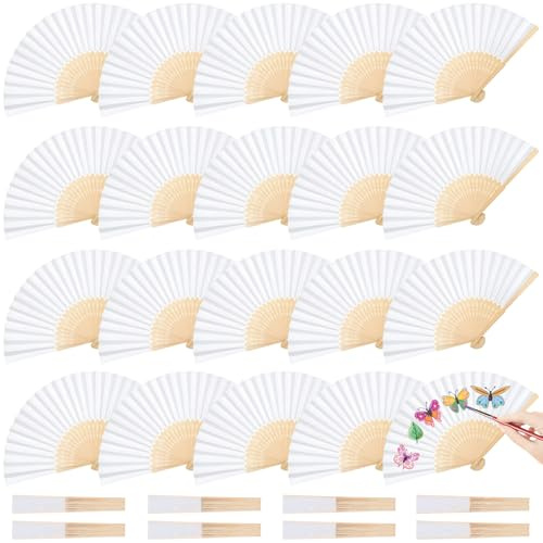 Purpledi 20 Pezzi Ventaglio Matrimonio Ventaglio Giapponese Ventaglio Carta Bianca, Ventagli Bianchi per Bomboniere Matrimonio Decorazioni Matrimonio Accessori