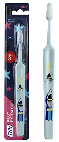 Spazzolino TePe Kids, Extra Soft, 1pz, spazzolino per bambini, spazzolino con setole extra soft per rimozione delicata ed efficace della placca