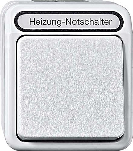 Schneider Electric Merten Heizungsnot-Schalter mit Kontrollleuchte, Feuchtraumschalter, Aufputz, 1-fach, Aquastar, IP44, grau, Artikelnummer MEG3448-8029