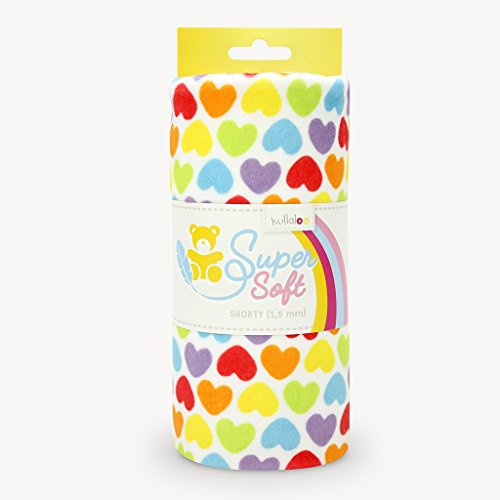 kullaloo SuperSoft SHORTY Print SB-Pack Plüschstoff, Minky, gemustert, 8.5 x 8 x 21 cm (Rainbow love hearts)