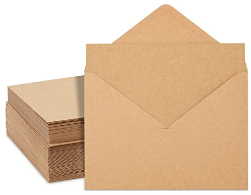 Best Paper Greetings Blank A7 Note Cards & Envelopes Set - Kraft Paper Stationery & Blank Cards and Envelopes - DIY Paper Crafting Supplies & Letter Writing Stationery - 5x7 In, 50-Pack, Brown Kraft