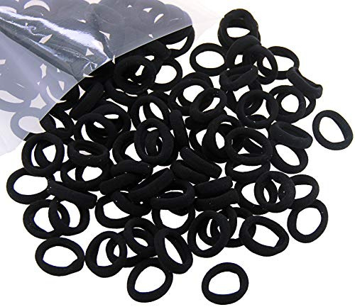 Miuance Baby Kids girls Small Size Hair ties No damage ouchless hair elastics No Crease Ponytail holders Tiny Soft elastic rubber bands,Black 120 PCS