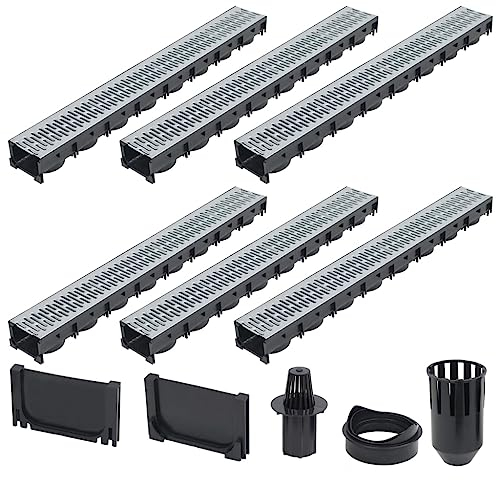 vidaXL 6X Canalette di Drenaggio Acciaio Zincato 6 m Scolo Acqua Filtraggio