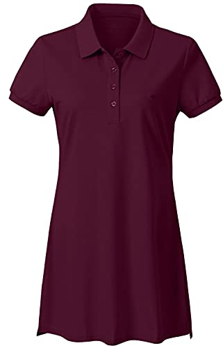 AjezMax Poloklänning Dam T-shirt Kortärmad Sommar Bomull Tennis Golf Sportklänning, Röd, M