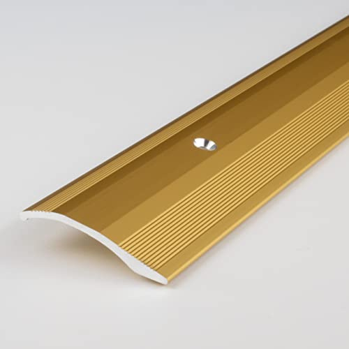 PROVISTON | Kompensationsprofil | Aluminiumanodiserad | Guld -färgad | Bredd 40 mm | Höjd 5 mm | Längd 1000 mm | Självhäftande | Anpassningsprofil | Övergångsprofil | Jordprofil | Metallprofil | 1 del