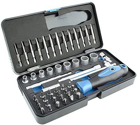 MichaelPro MP012004BL 52 Piece Replaceable Screwdriver Bit and Socket Set with Handle, S2 Steel Bits, Easy Carry-On Luggage