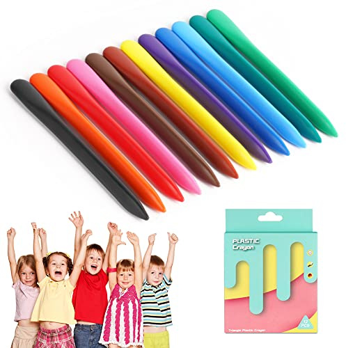Aolso Washable Crayons for Toddlers, 12 Colors Non-Toxic Crayons, Crayon for Drawing and Crafts, Colouring Pencil for Kids Pack, Educational Learning Drawing Pens Toy for 3 Year Older