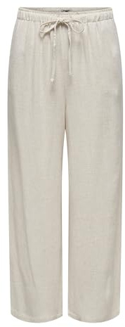 ONLY Onlsiesta MW Pull-up Linen BL Pant PNT Pantalon en Tissu pour Femme, Beige Clair, L x 32L