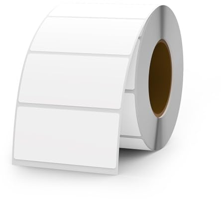 YIKIADA 500 unidades de etiquetas de 25 × 50 mm, autoadhesivas, de vinilo, resistentes al agua, despegables, rollo para tarros de mermelada, color blanco