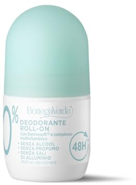 Bottega Verde - Deodorante Roll-On Donna, Zero 0%, 50 ml, Formula Senza Profumo, Protezione fino a 48h, con Dermosoft e Complesso Multivitaminico