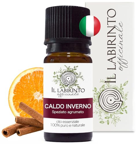 Miscela Oli Essenziali puri Caldo Inverno speziato agrumato Il Labirinto Officinale - Oli Essenziali Naturali - Olio essenziale per Diffusori e Umidificatori, Aromaterapia - 10ml