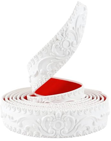 TECDW 3 Mètres Peler Et La Moulure Murale, Bordure Murale de Papier Peint Auto-adhésive, Garniture de Moulage Flexible, Bordure de Papier Peint 3D Autocollante pour Miroir, Mur (Blanc, 3,6cm W)