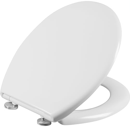 Cornat WC-Sitz Nuwei - Neutrales Weiß - Pflegeleichter Duroplast - Quick up & Clean Funktion - Absenkautomatik - Bequeme Montage von oben/Toilettensitz/Klodeckel / 1076435