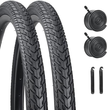 26X1.75 Bicycle Tire Replacement Kits 2 Pack, HUIOK 26 Inch Bike Tires Folding Bike Tires Replacement with 2 Tubes and 2 Levers Suitable for Bicycle Tires 26x1.75 26x1.95 26x2.0