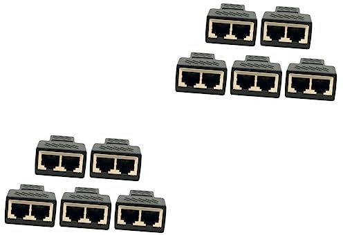 Angoily 2 Juegos Cabeza En T Rj45 Adaptador Divisor De Red Adaptador Ethernet De 1 A 2 Puertos 1 A 2 Enchufes Ethernet 1 A 2 Enchufes Divisores Black El Plastico 5 Piezas * 2