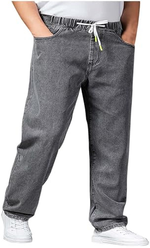 Pantalones Vaqueros para Hombre Pantalones Suelto Talla Grande Casual Moda Jeans Trend Cintura elástica Cordón Pants Pantalon Largo Jeans Pantalones Ropa de Hombre