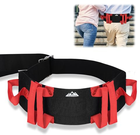 supregear Cintura di Sostegno con Maniglie – Cintura da Trasferimento per Anziani, Disabili, Persone Bariatriche – Supporto Sicuro per Camminare e Stare in Piedi – Fibbia in Metallo, Rosso